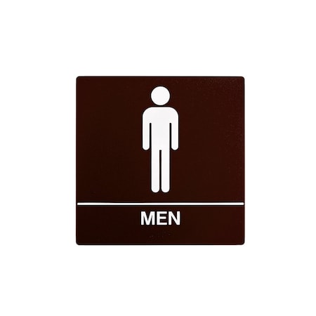 Bcf 8 x 8, Men Door Sign, Square Print, Picture & Text With Braille, Brown SB441-BROWN